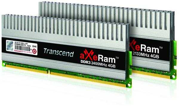 Transcend представляет 8 гб комплекты модулей оперативной памяти axeram ddr3-2400 и ddr3-2133 для энтузиастов оверклокинга	  - transcend information, inc.